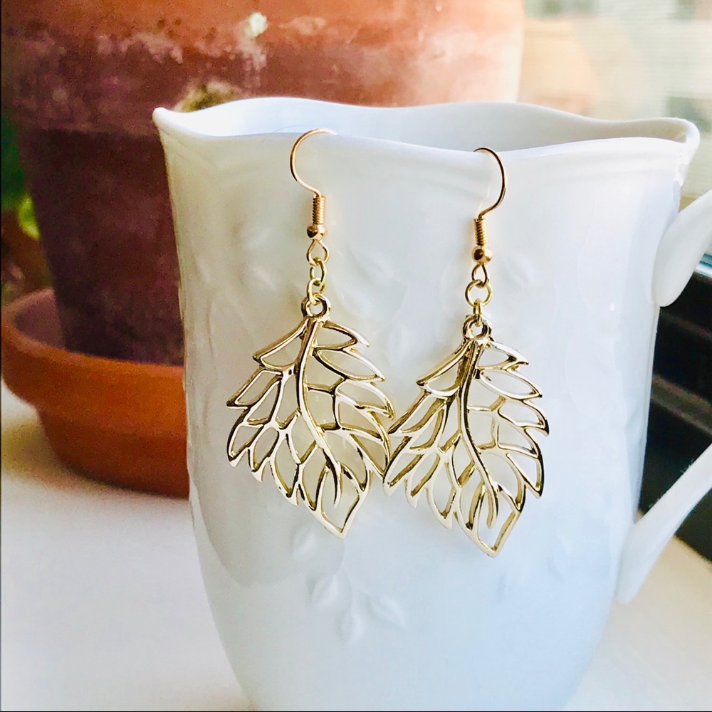 ✨Handmade Autumn Leaf Earrings, Gold